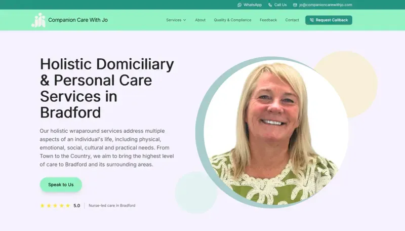 Companion Care with Jo website screenshot