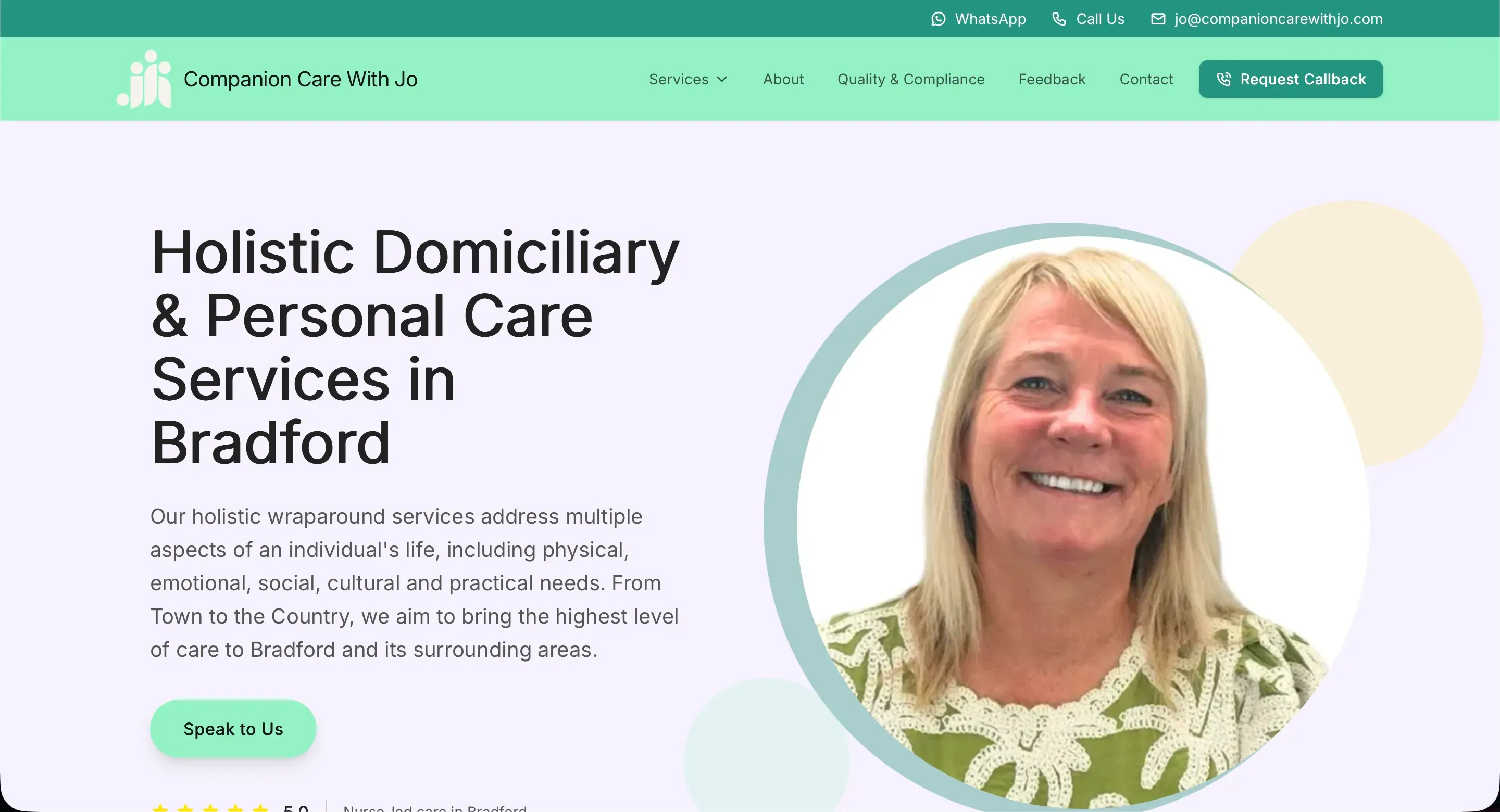 Companion Care with Jo website screenshot