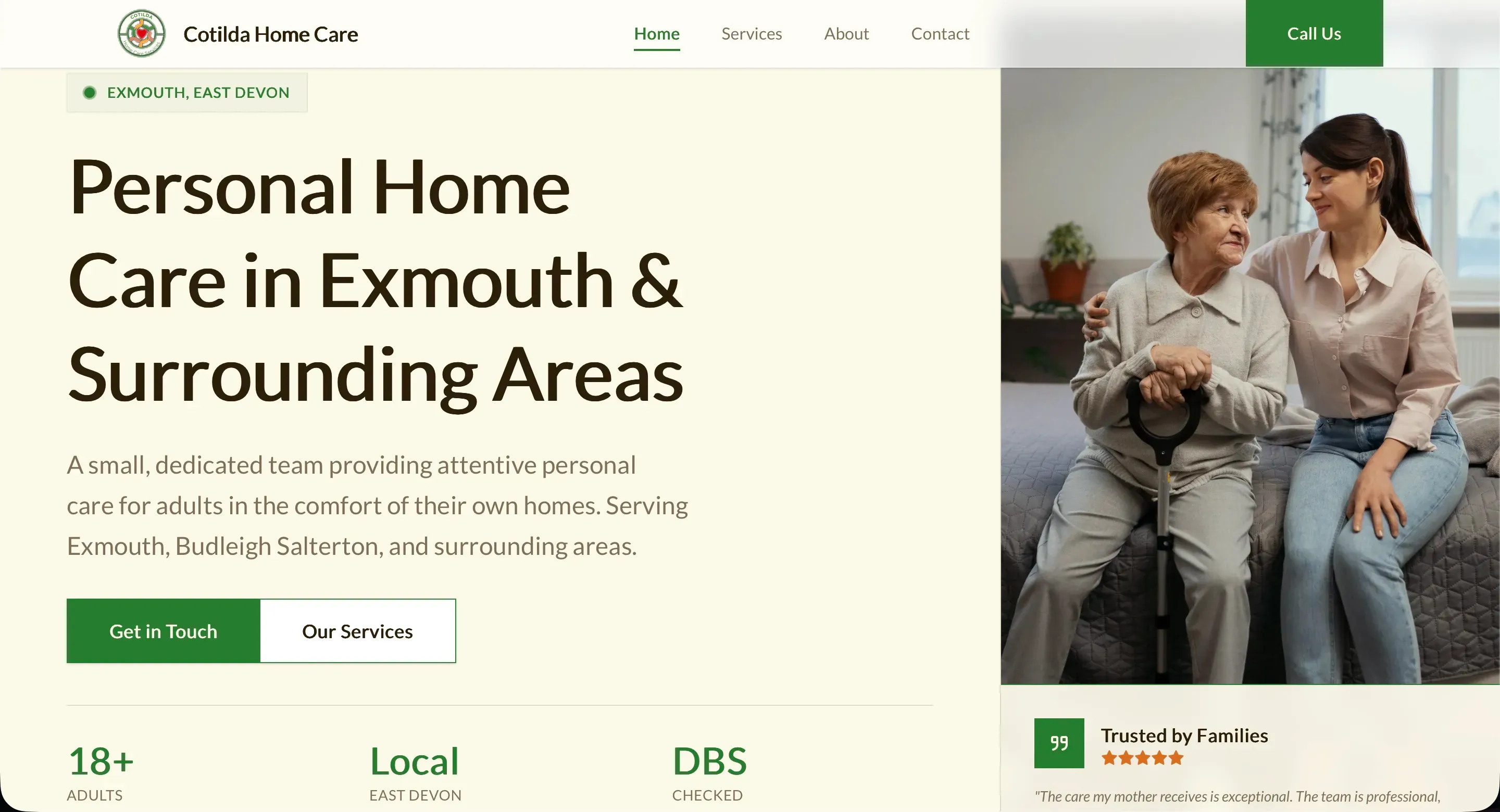 Cotilda Home Care website screenshot