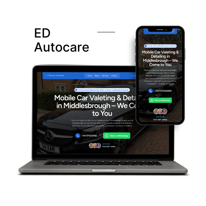 mockup image of ED autocare website on a laptop and a phone