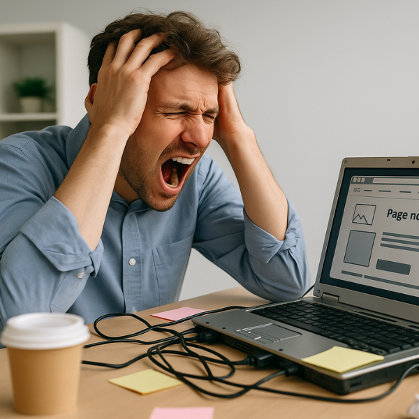frsutrated client screaming at a computer