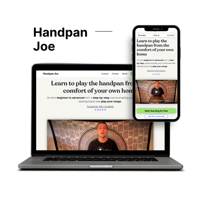 mockup image of handpandjoe website on a laptop and a phone