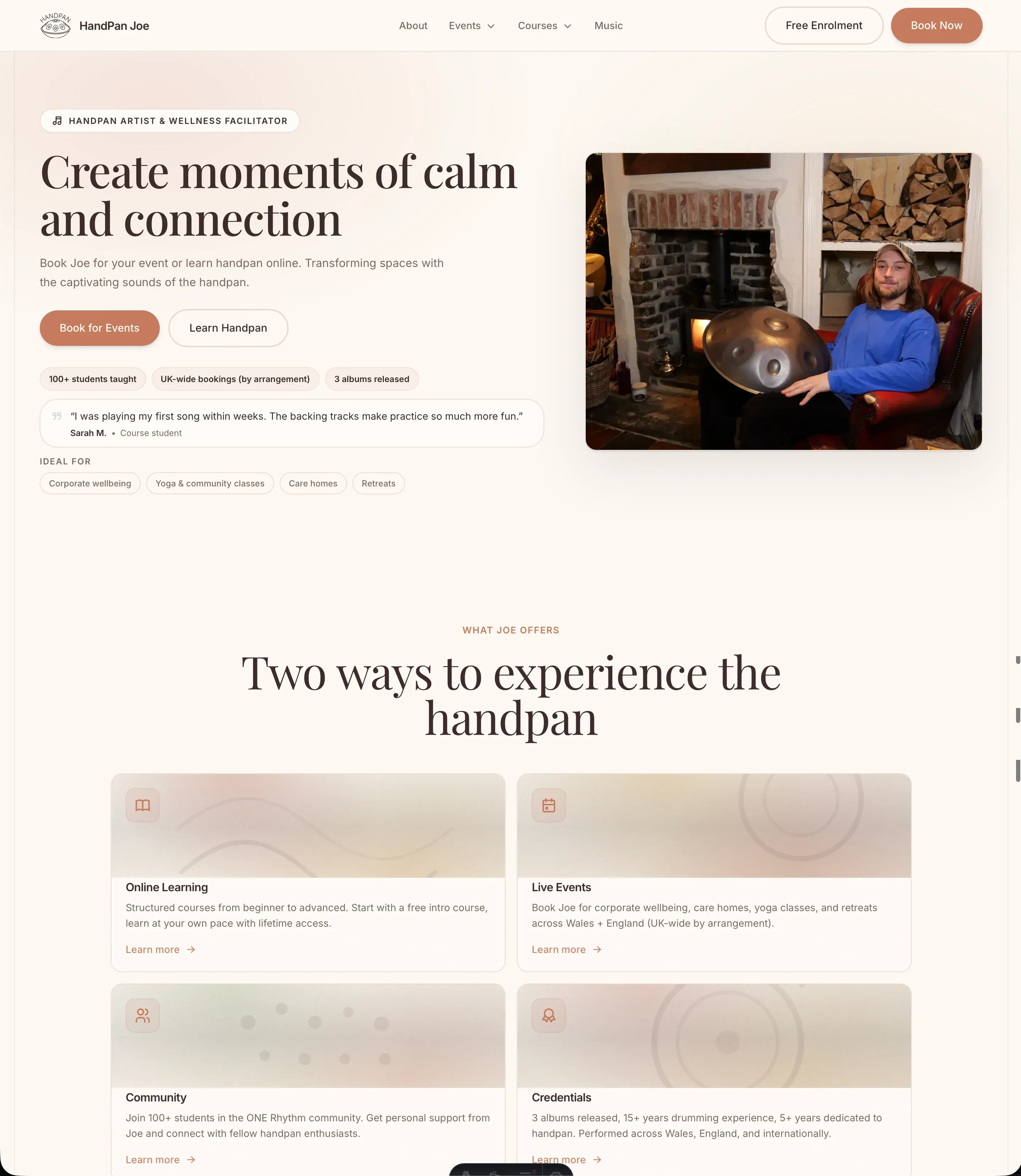 Handpan Joe (Coloured Sound) website preview