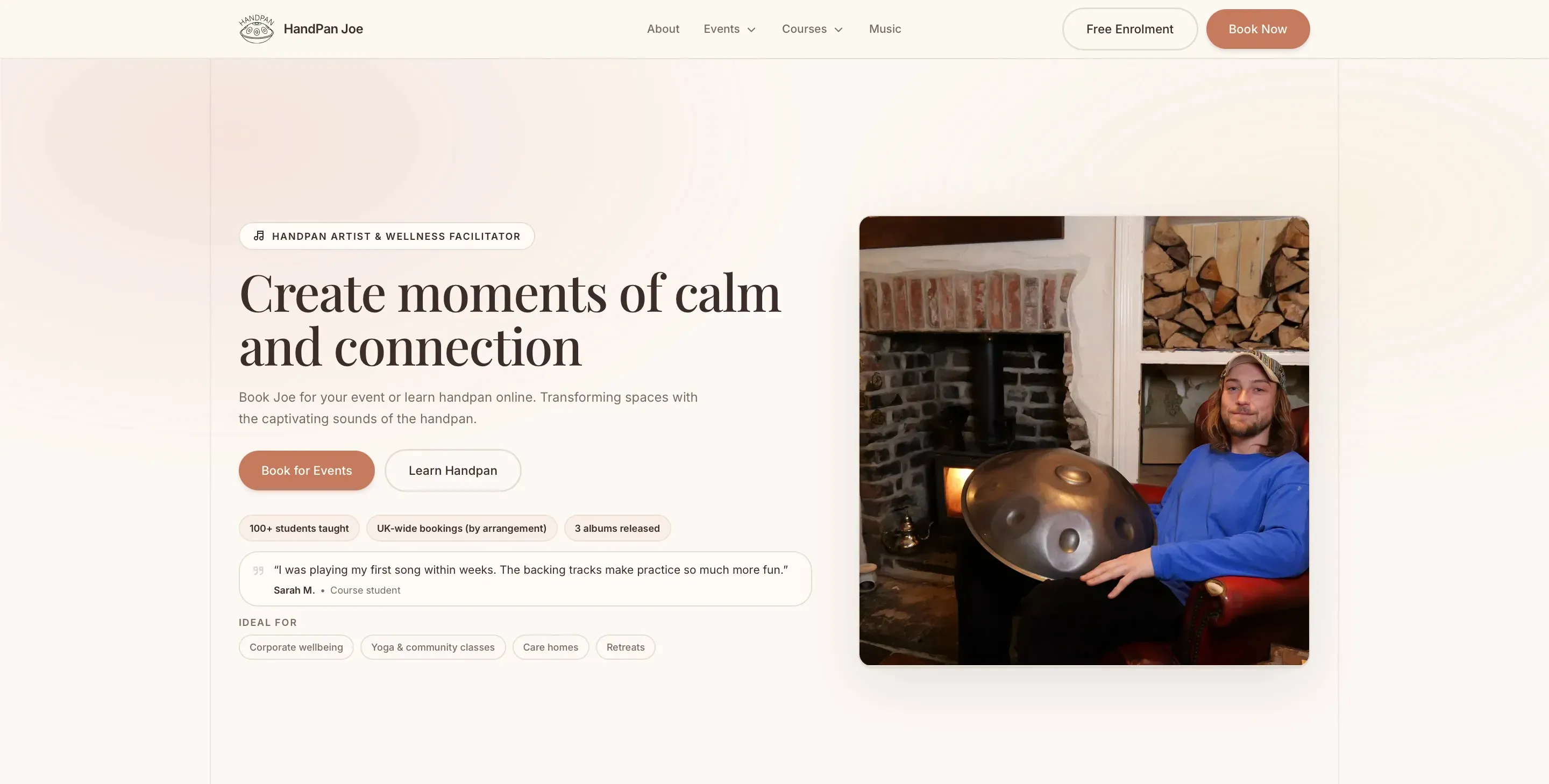 Handpan Joe website screenshot