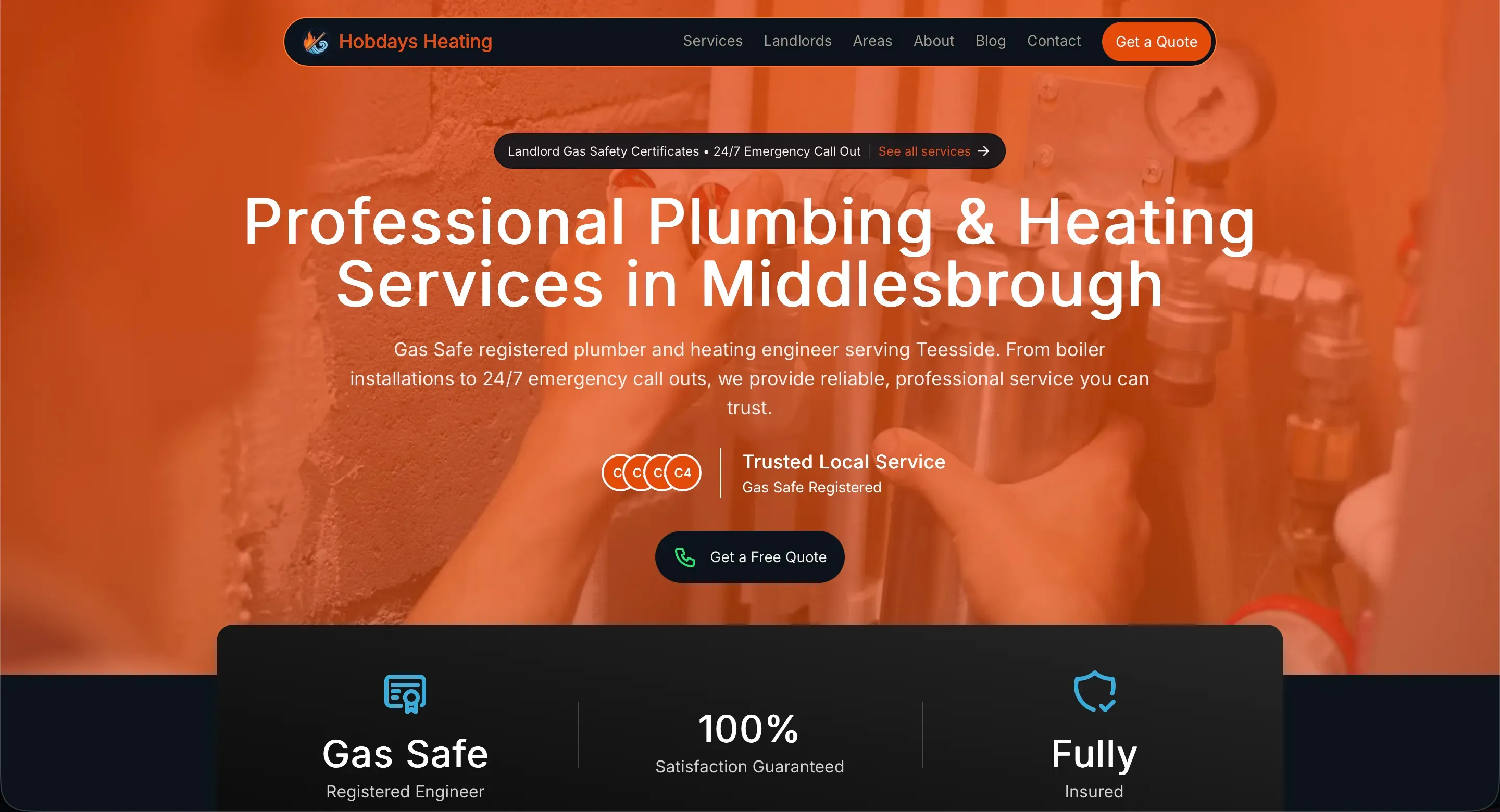 Hobdays Heating & Plumbing website screenshot