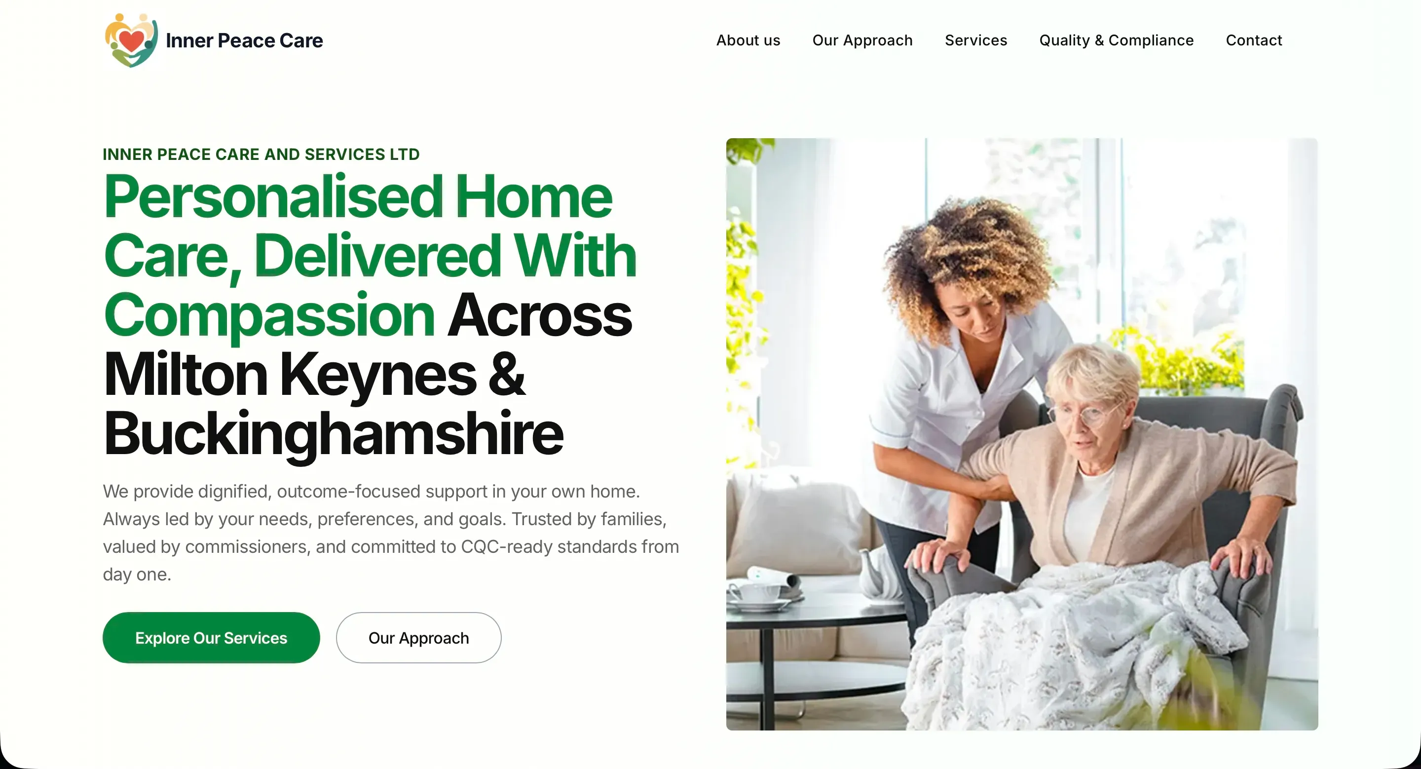 Inner Peace Care Services website screenshot