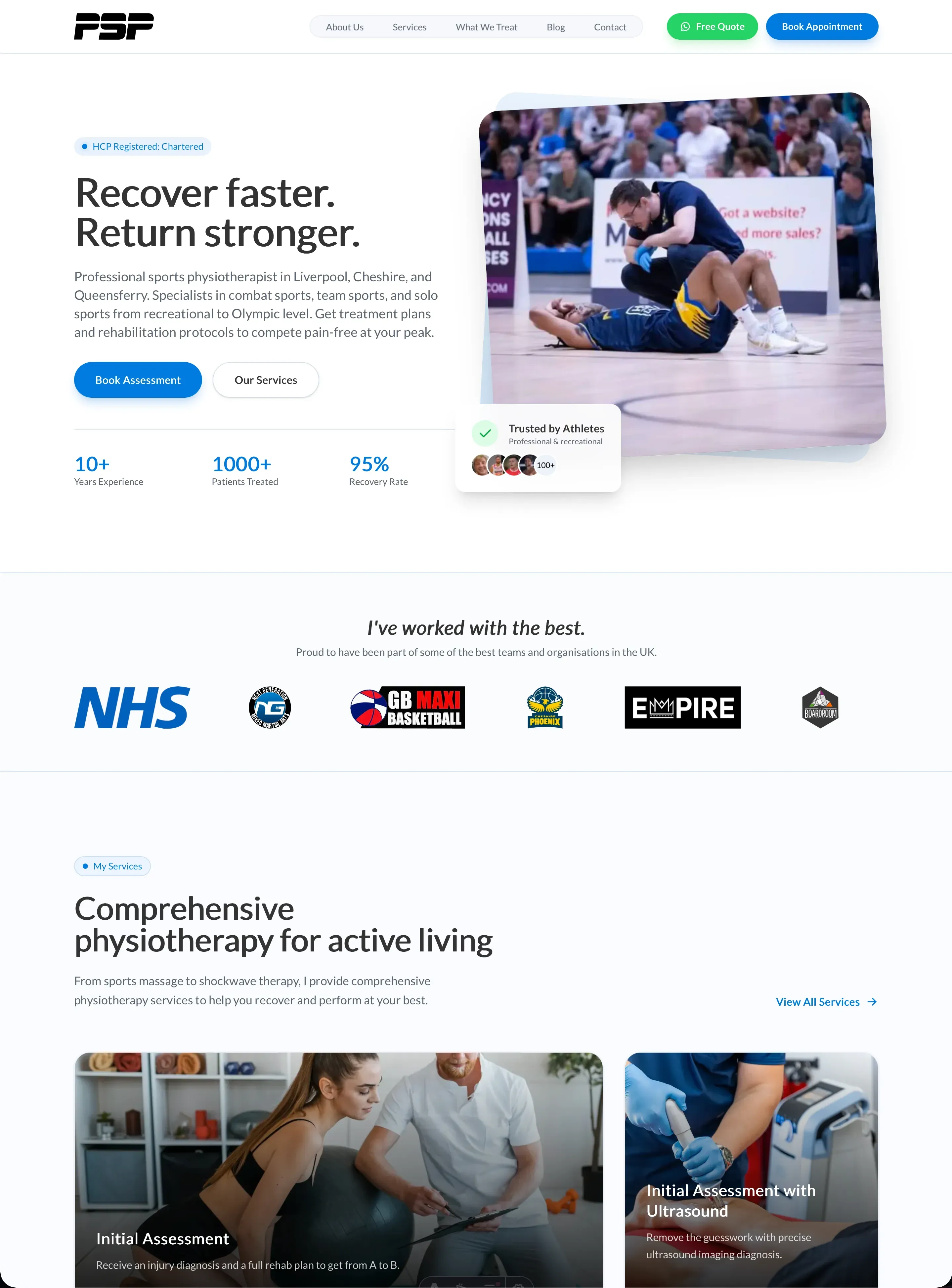 Professional Sports Physio website preview