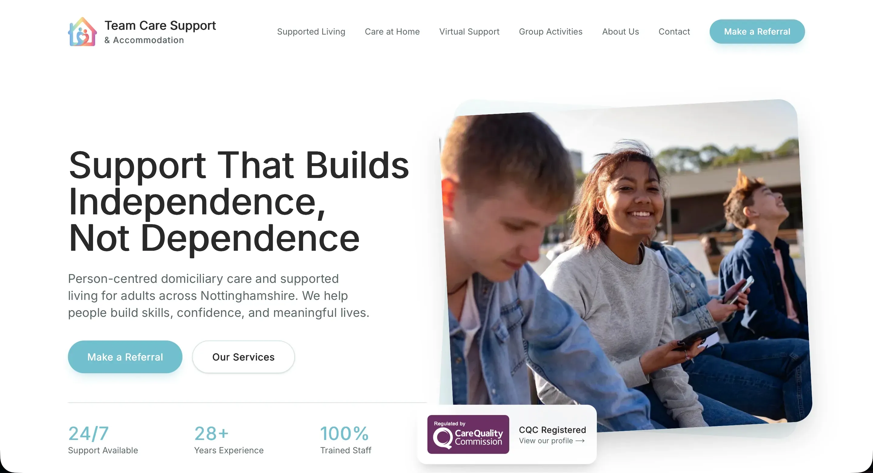 Team Care Support website screenshot