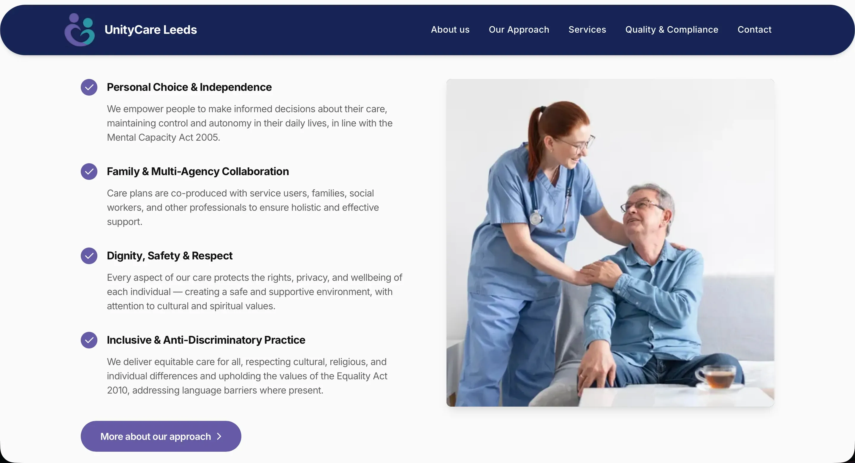 Unity Care Leeds website screenshot